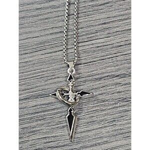 Casual Hip-Hop Cross Circle Titanium Steel Enamel Unisex Pendant Necklace Fashio